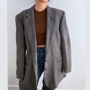 Vintage Harris Tweed Menswear Style Wool Blazer Jacket